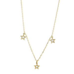 Triple Star - Goldkette mit zarten weissen Diamanten | Babette it's me Jewelry - Babette it's me Jewelry